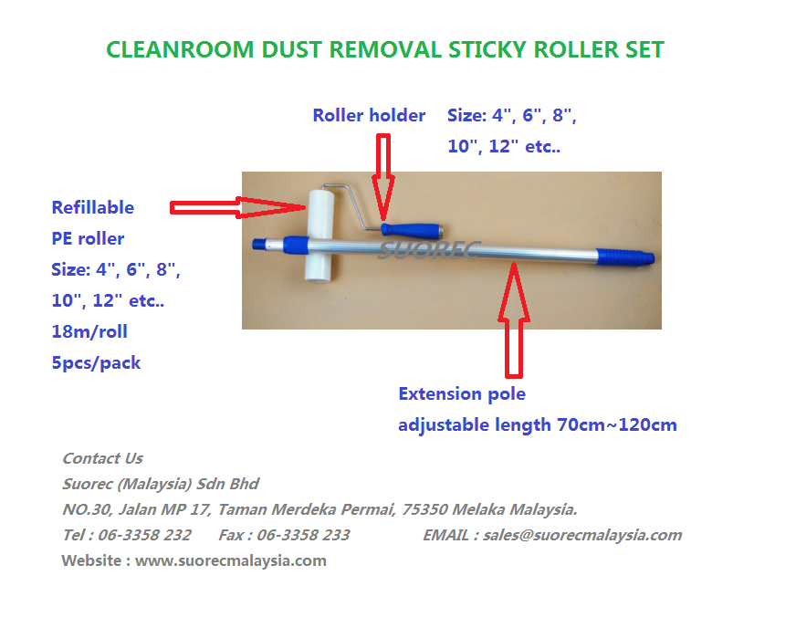 Sticky roller holder & extension pole